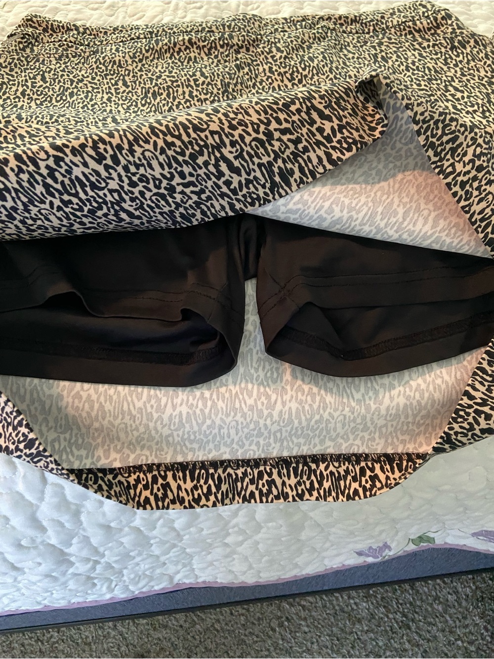 Women's Beige and Black Leopard Print Skorts - Picture 4 of 6